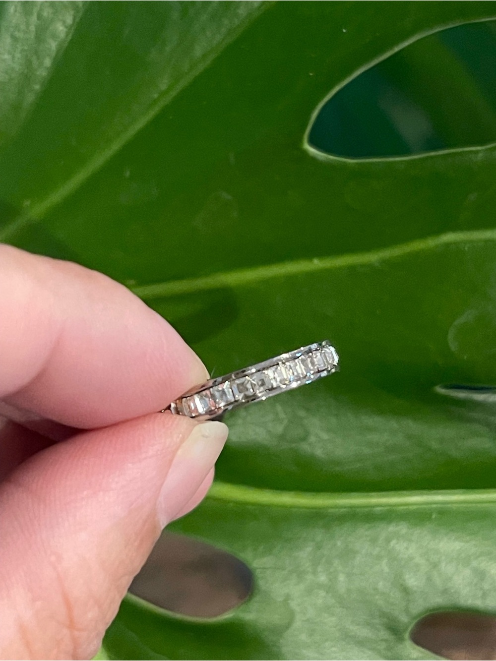 Silver Tone Crystal Baguette Eternity Band